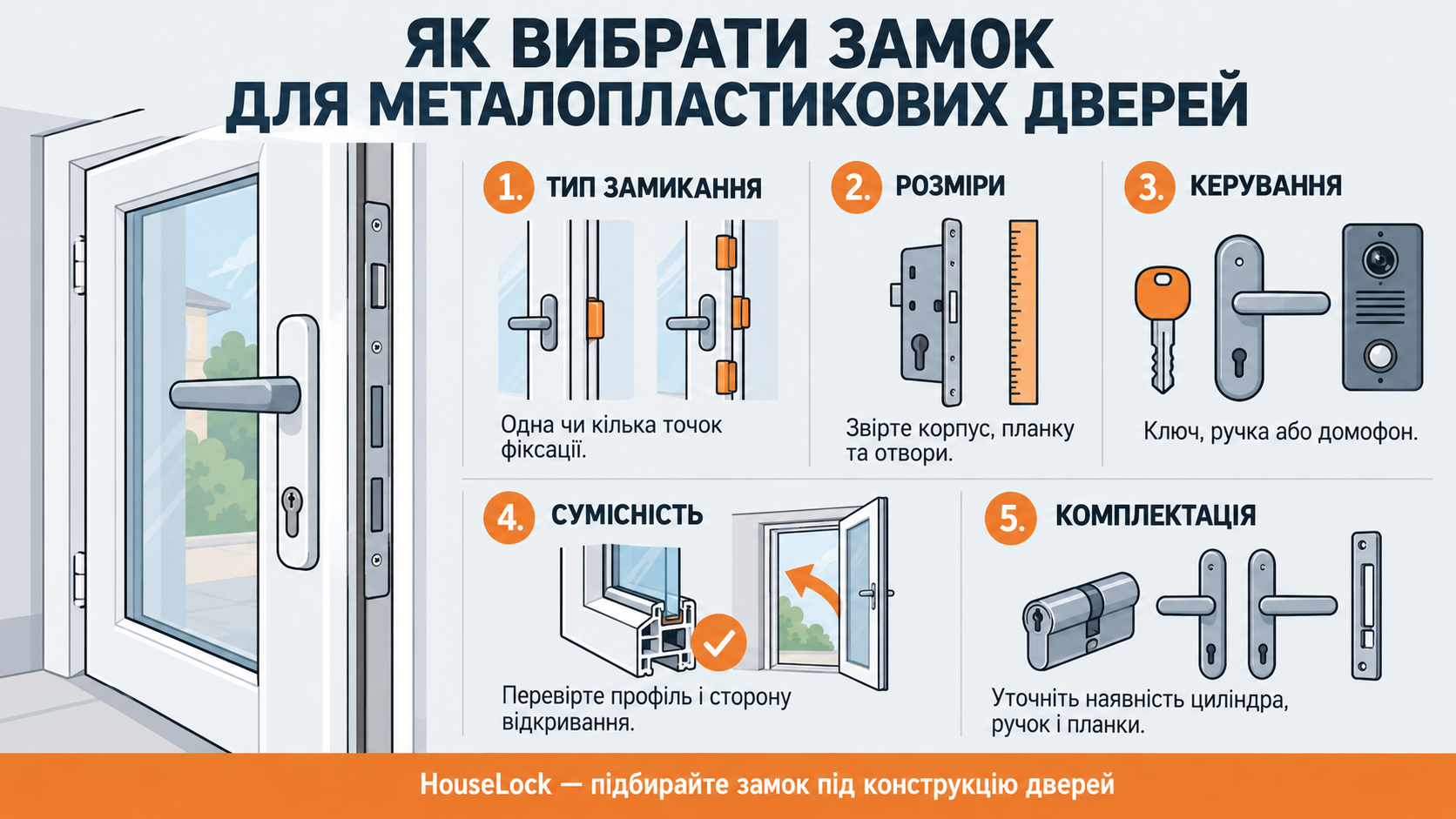 Інфографіка про замок для металопластикових дверей
